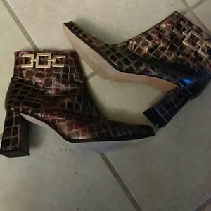 Genuine Leather Metallic Ankle Boots