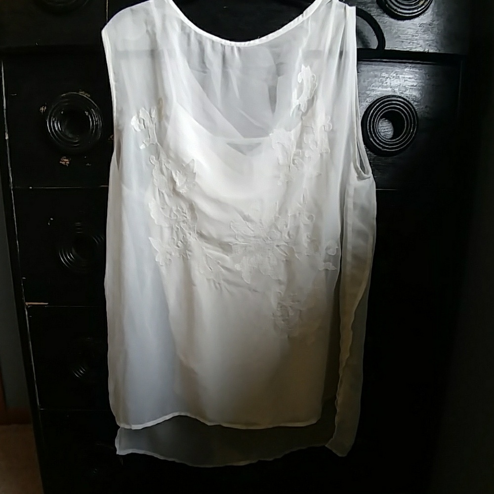 Beautiful sheer top with tank underlay