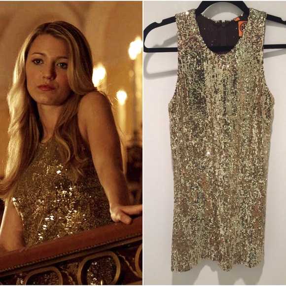 gossip girl gold dress