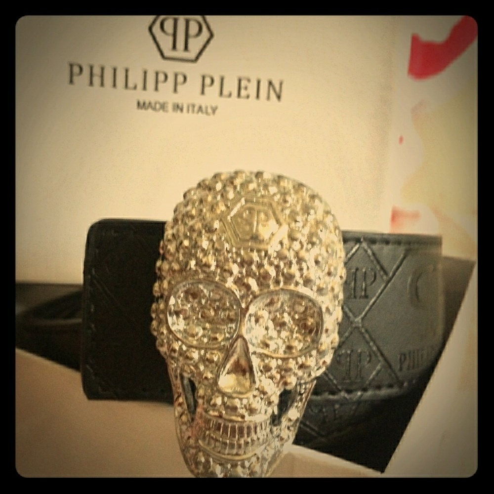 Phillipp plein silver skull fashion belt