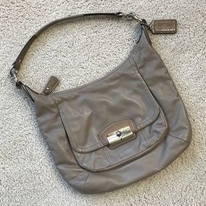 Coach Kristin Hobo Taupe Leather Crossbody Purse