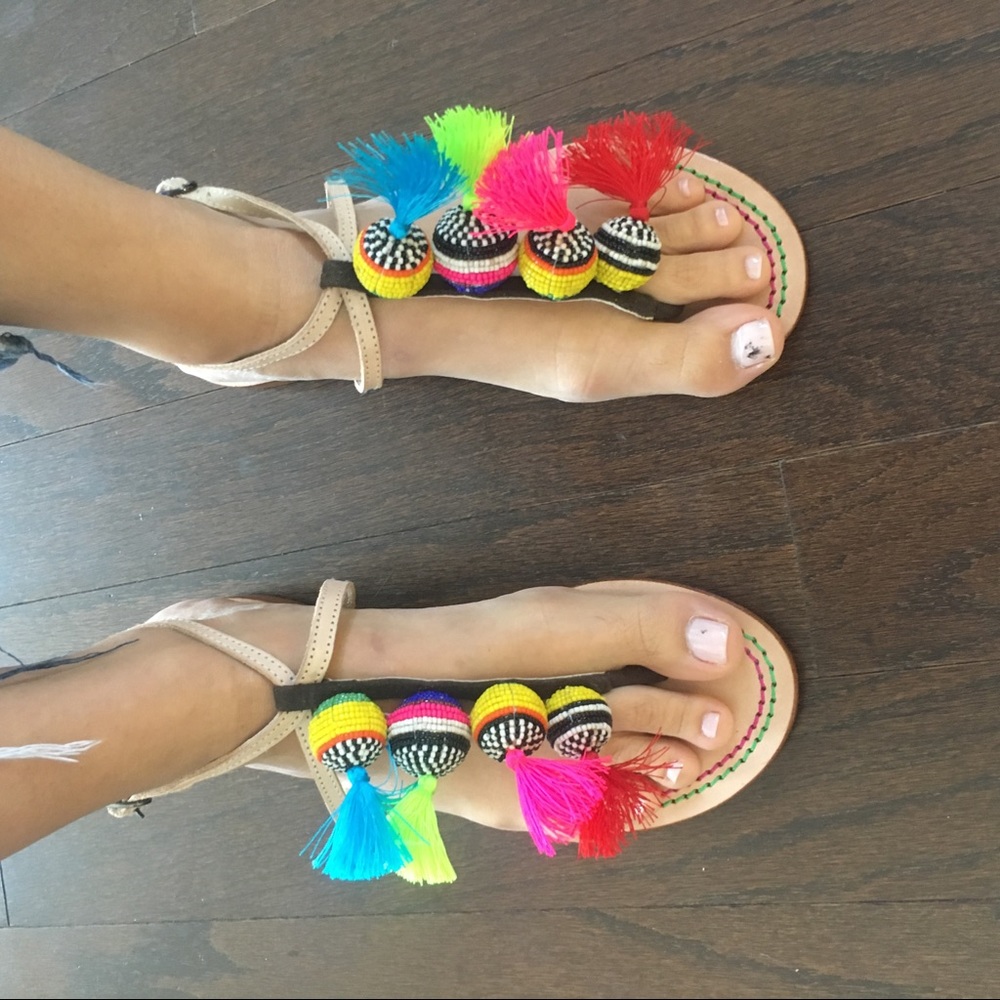 Multi color beaded sandals