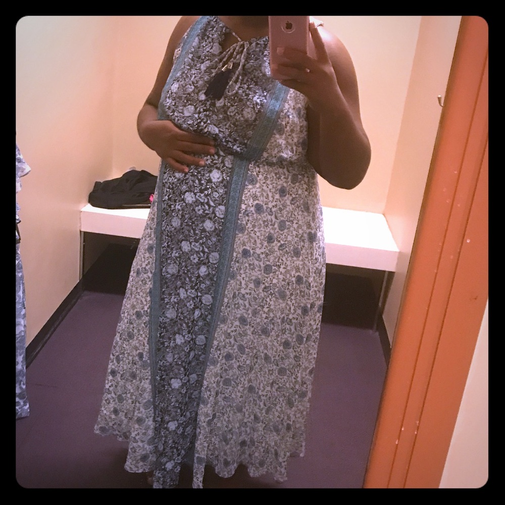 Blue and white dress