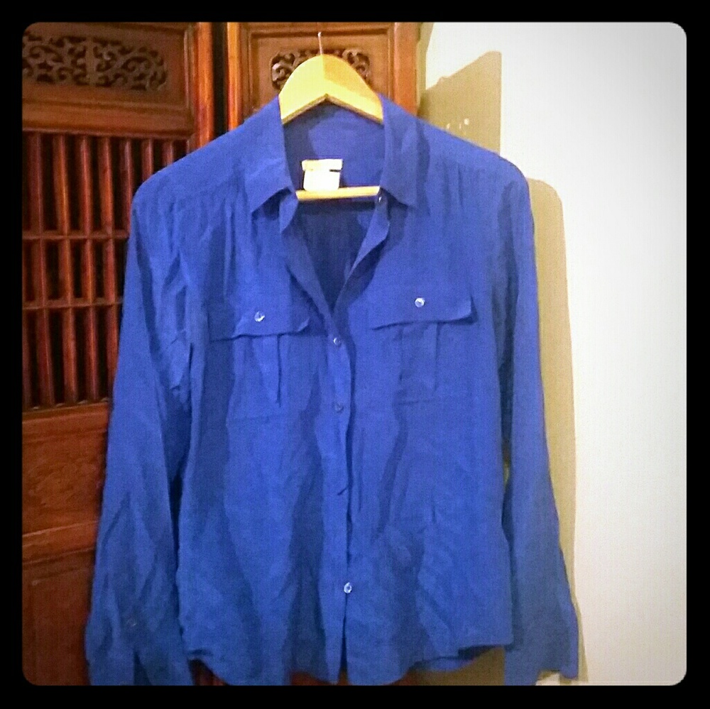 Cobalt silk button down