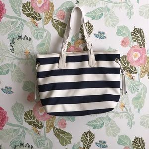 Dooney & Bourke Navy and White Stripped Tote