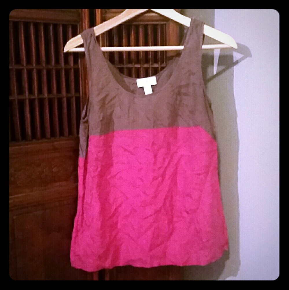 Silk  color block tank top