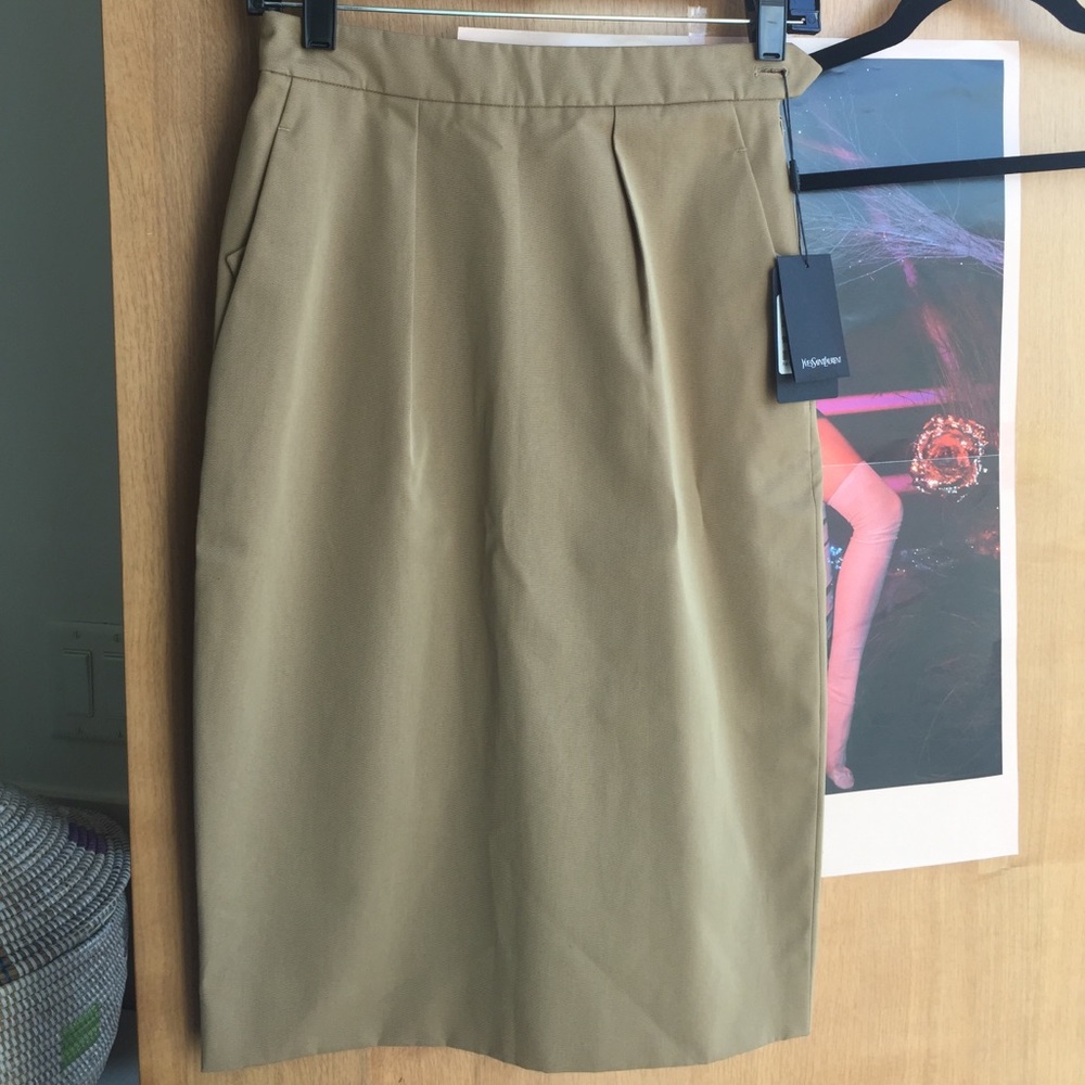 Tan Yves Saint Laurent pencil skirt