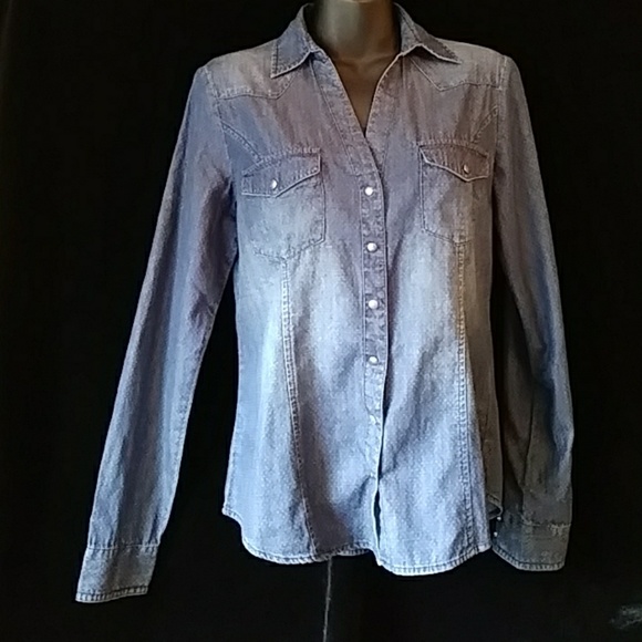 Silver Jeans Co. Mini dot denim western shirt-sz S - Picture 1 of 5