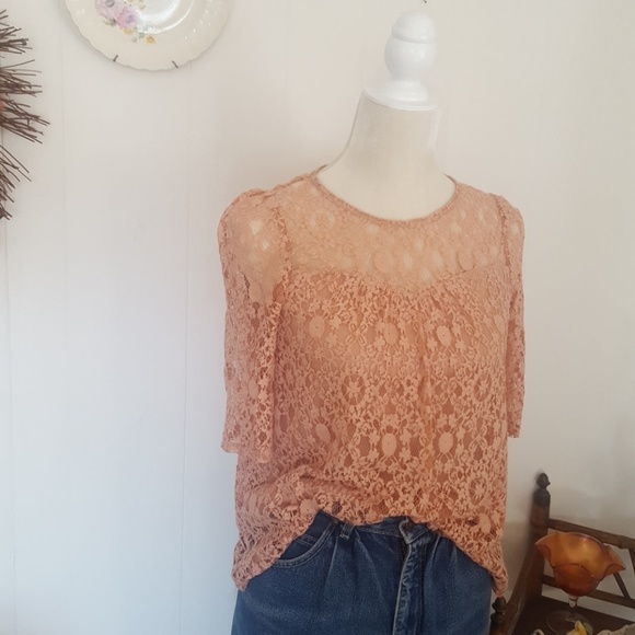Monteau Tops - Pink lace shirt Monteau Tops - Pink lace shirt