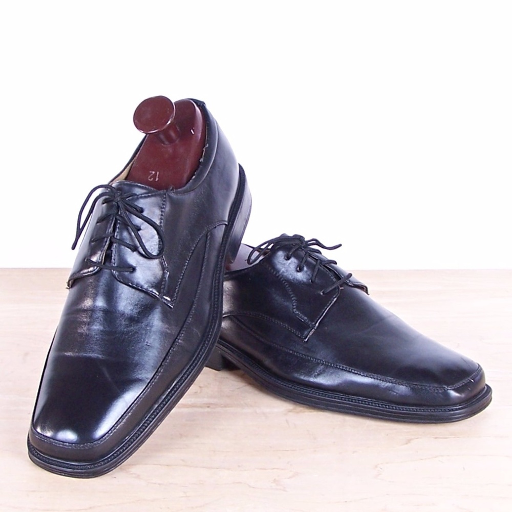 CARLO PRADI MEN' BLACK LEATHER DRESS OXFORDS SHOES