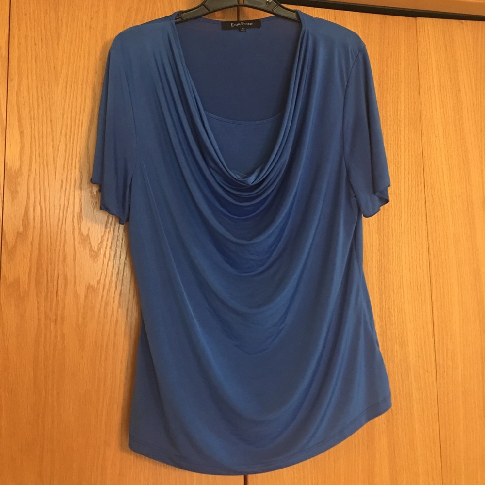 Blue slouch neck top, size XL