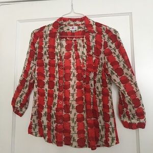 Anthropologie sheer apple top