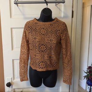 women's size M top brown cute lace