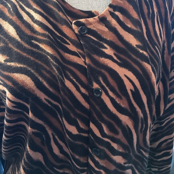 JOAN LESLIE SZ 2X CARDIGAN SWEATER ANIMAL PRINT - Picture 2 of 5