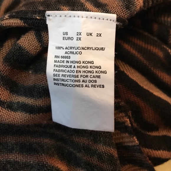 JOAN LESLIE SZ 2X CARDIGAN SWEATER ANIMAL PRINT - Picture 4 of 5