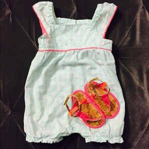 Pink & Blue Baby Girl Romper with Shoes