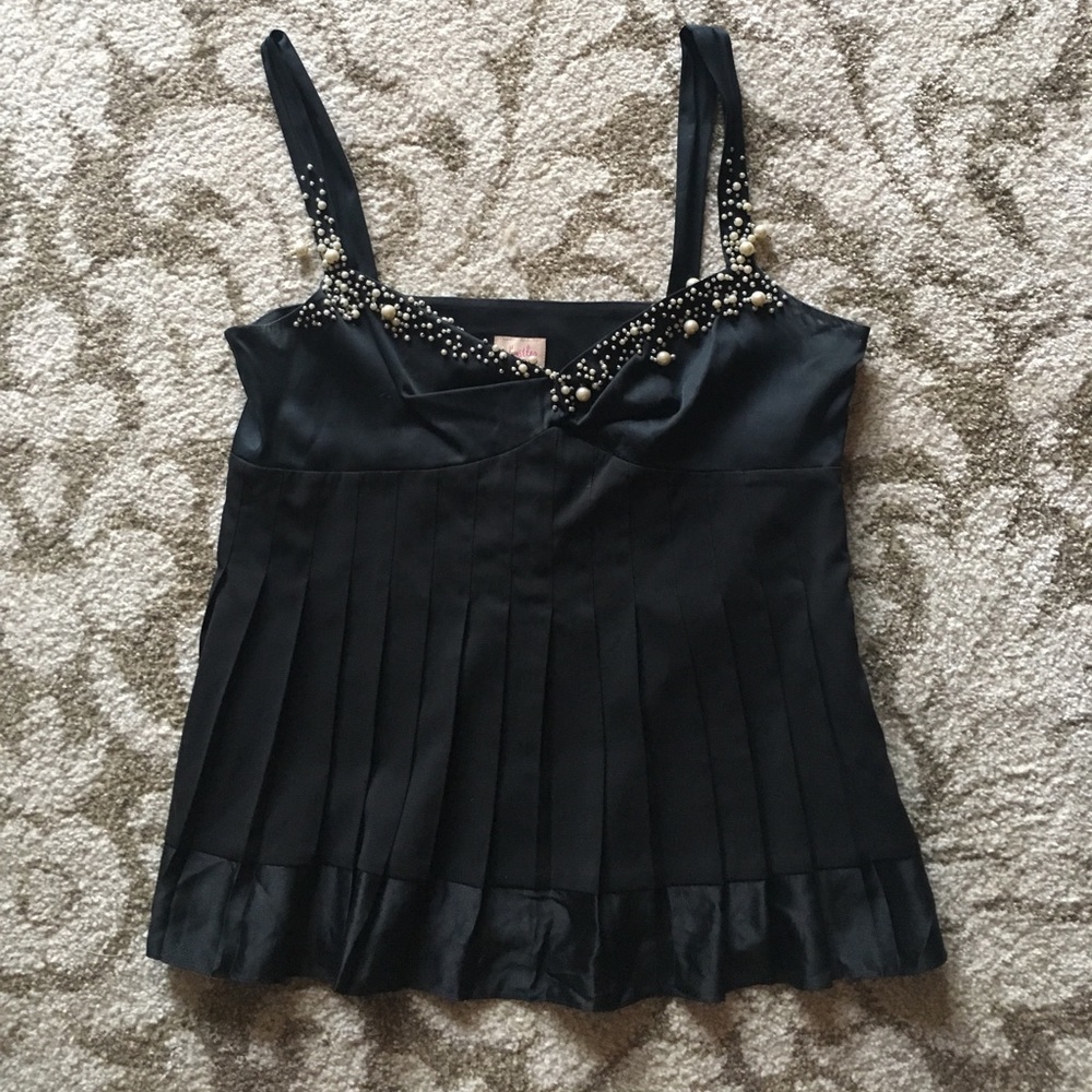 Black tank top with pearl beading