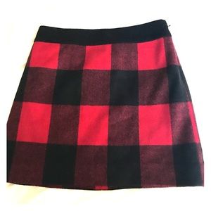 J. Crew buffalo plaid wool mini skirt, size 0