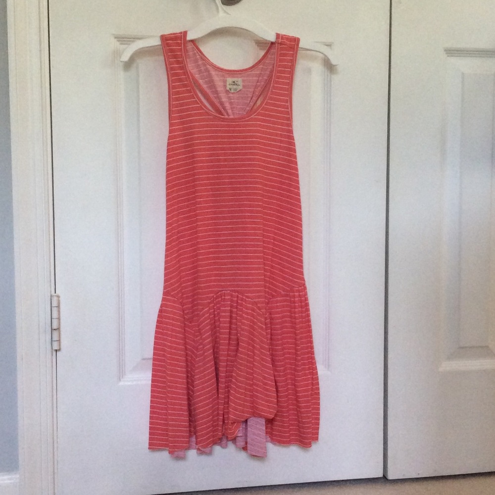 o'neill- girls salmon stripe peplum beachy dress