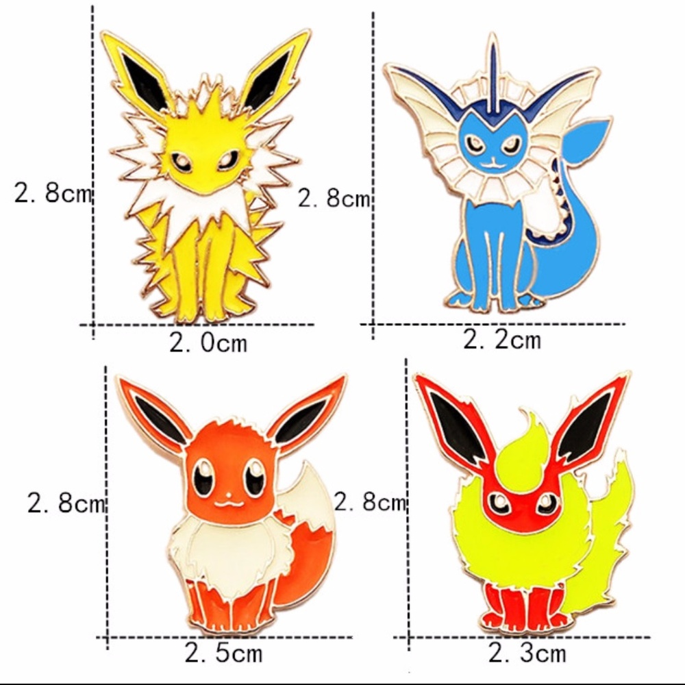 NEW Set of 4 Pokemon Pins Eevee Flareon - Picture 3 of 7