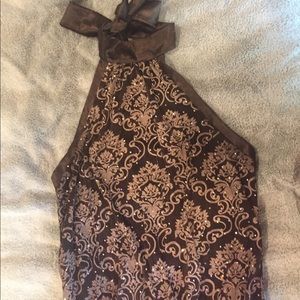 Black halter top blouse. Great for a night out!