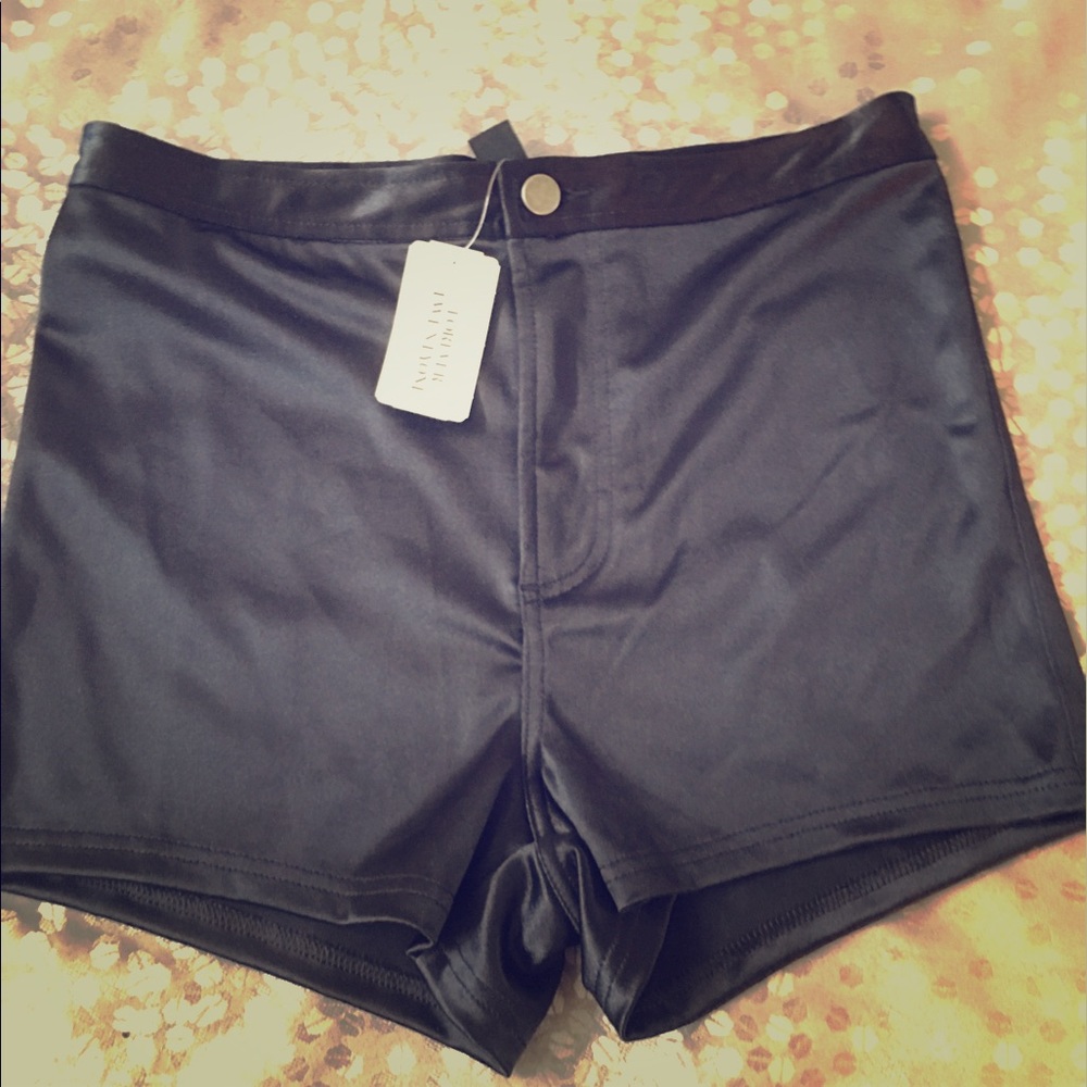 Black Satin Shorts NWT