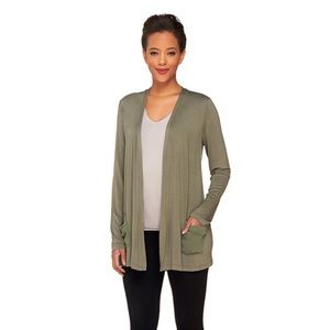 LOGO by Lori Goldstein Chiffon Back Knit Cardigan