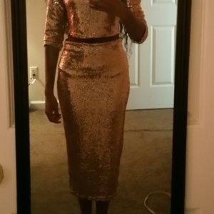 2 Piece Sequin Skirt Crop Top Set