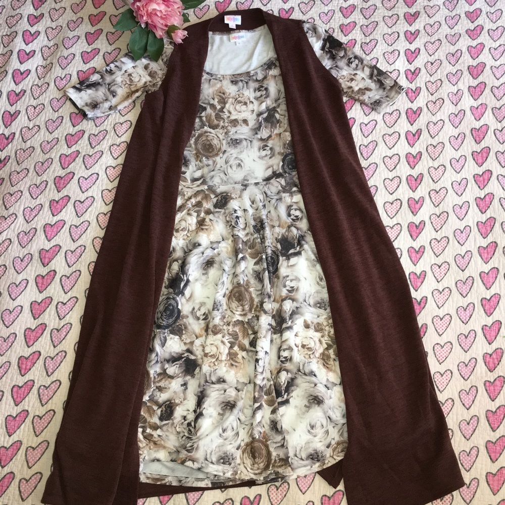 Lularoe brown joy & vintage roses Nicole unicorns