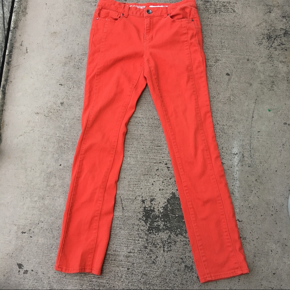 DKNY Soho Skinny Orange Straight Leg Denim Jeans