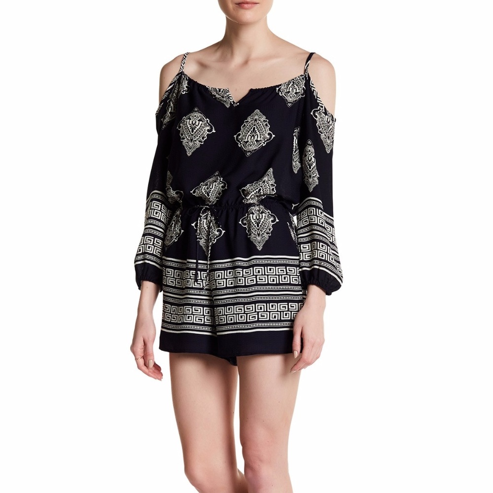Fraiche by J Blue Floral Cold Shoulder Romper