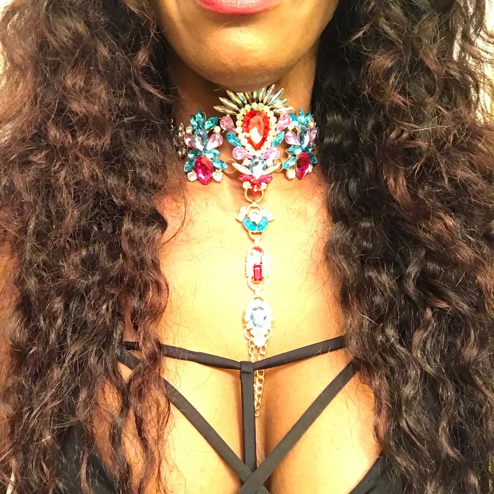 Multicolor Crystal Statement Necklace New - image 6