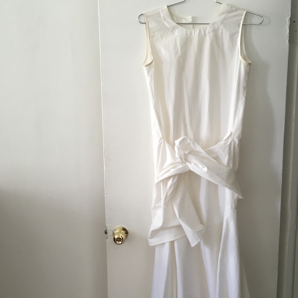 Caron Callahan Crisp White Poplin Dress