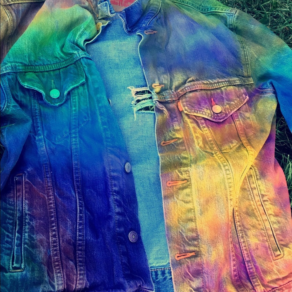 Custom Rainbow Ombre Jean Jacket Customized - Picture 6 of 8