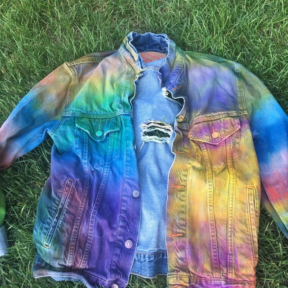 Custom Rainbow Ombre Jean Jacket Customized - Picture 7 of 8