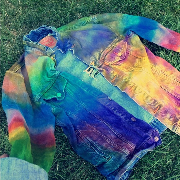 Custom Rainbow Ombre Jean Jacket Customized - Picture 2 of 8
