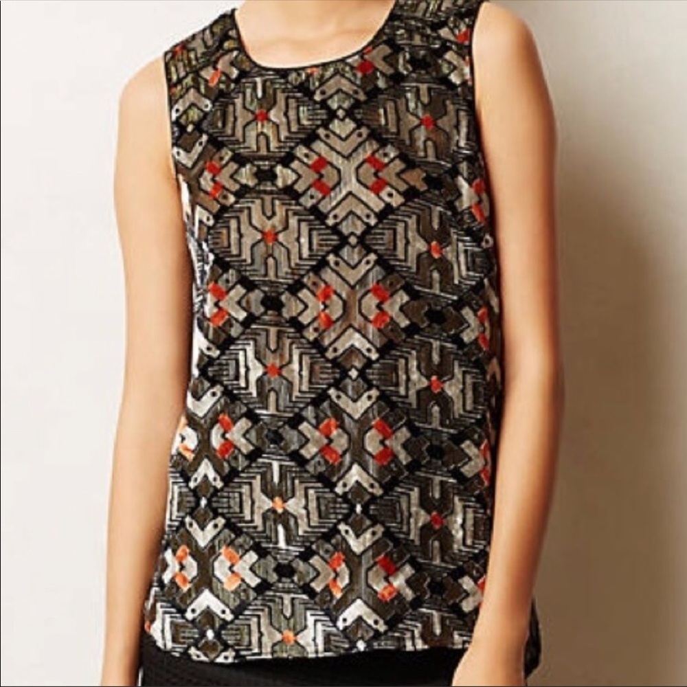 EUC Anthropologie Meadow Rue Velvet Shimmer Top