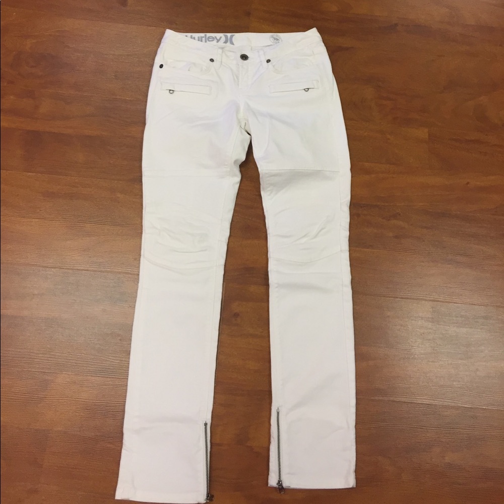 Hurley white skinny moto jeans 27
