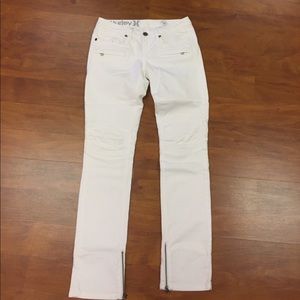 Hurley white skinny moto jeans 27