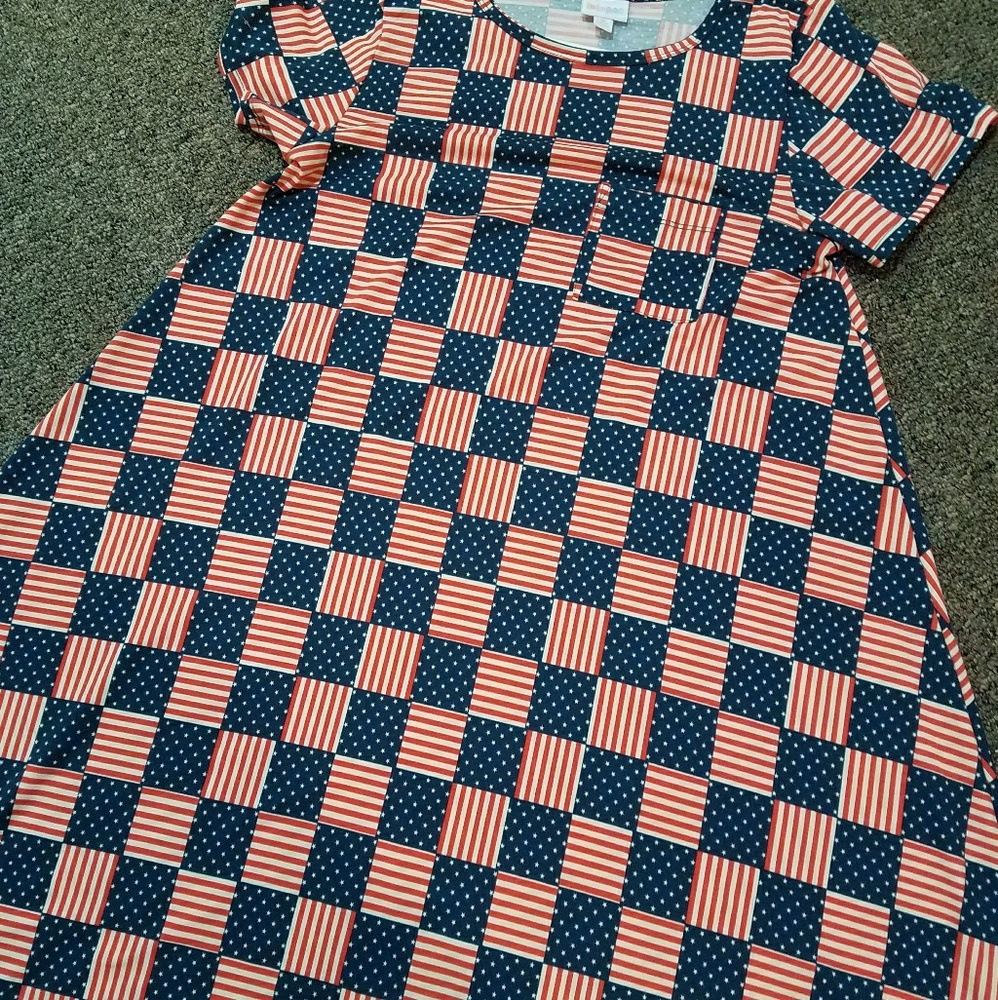 Lularoe Red-White-and Blue Patchwork Carly