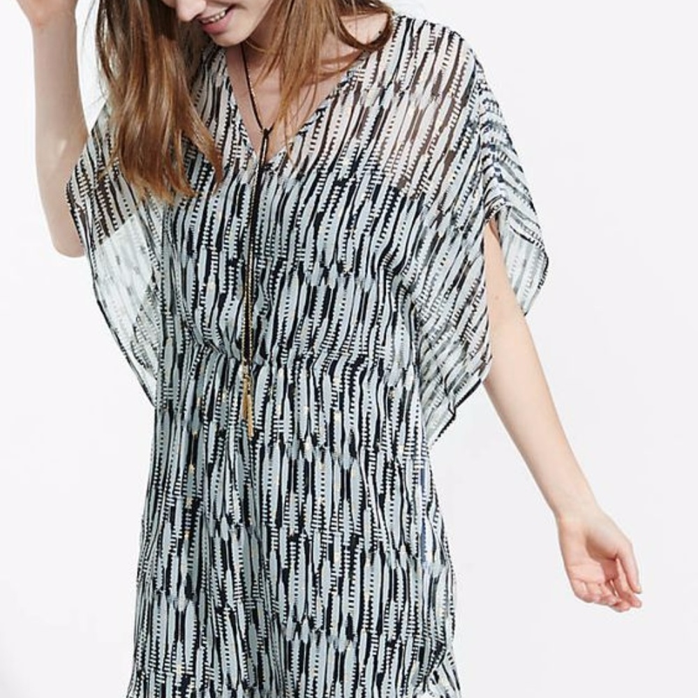 Express Printed Mini Caftan Dress Size XS