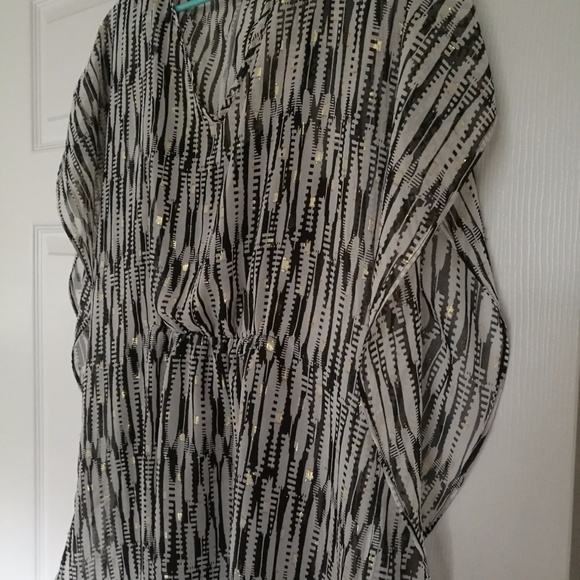 Express Printed Mini Caftan Dress Size XS - Picture 3 of 8