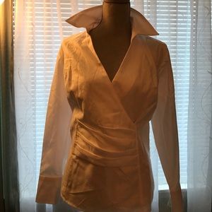 Talbots's Sz 14WP White Blouse Bling Cuff Button Talbots's Sz 14WP White Blouse Bling Cuff Button