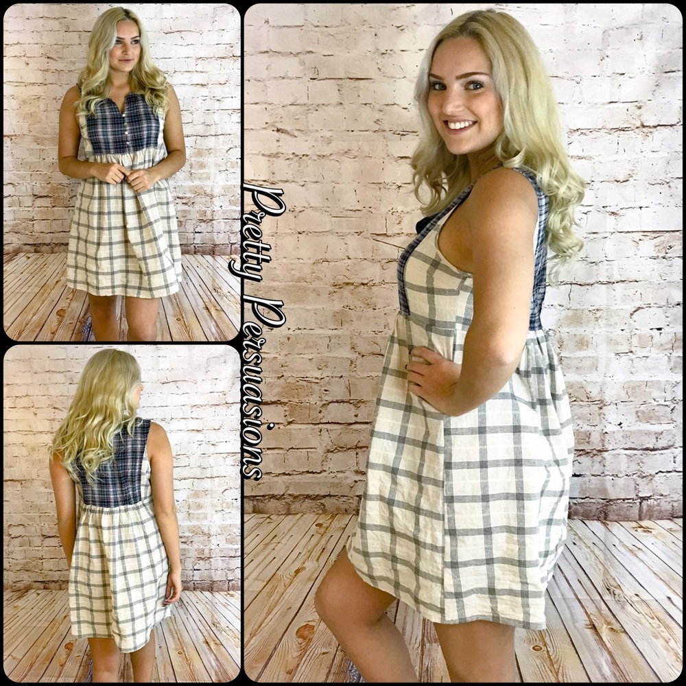 NWT Plaid Sleeveless Baby Doll Dress - Picture 2 of 5