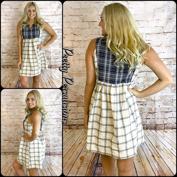 NWT Plaid Sleeveless Baby Doll Dress - Picture 3 of 5