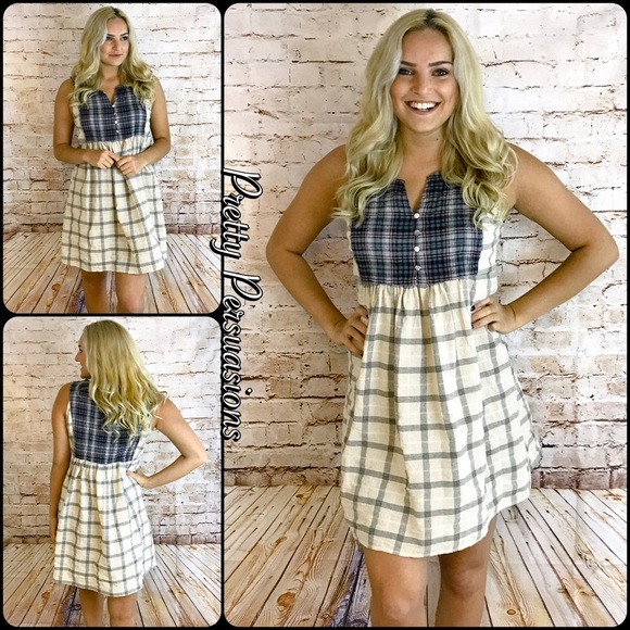 NWT Plaid Sleeveless Baby Doll Dress - Picture 4 of 5