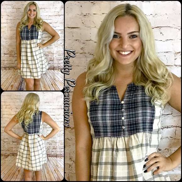 NWT Plaid Sleeveless Baby Doll Dress - Picture 5 of 5