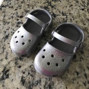 Toddler silver sparkle Crocs