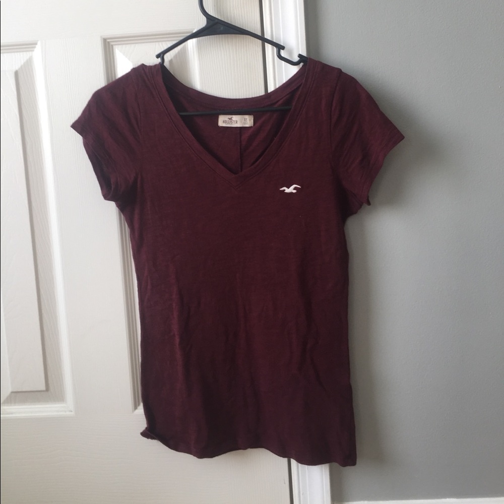 Burgundy Hollister Vneck Shirt