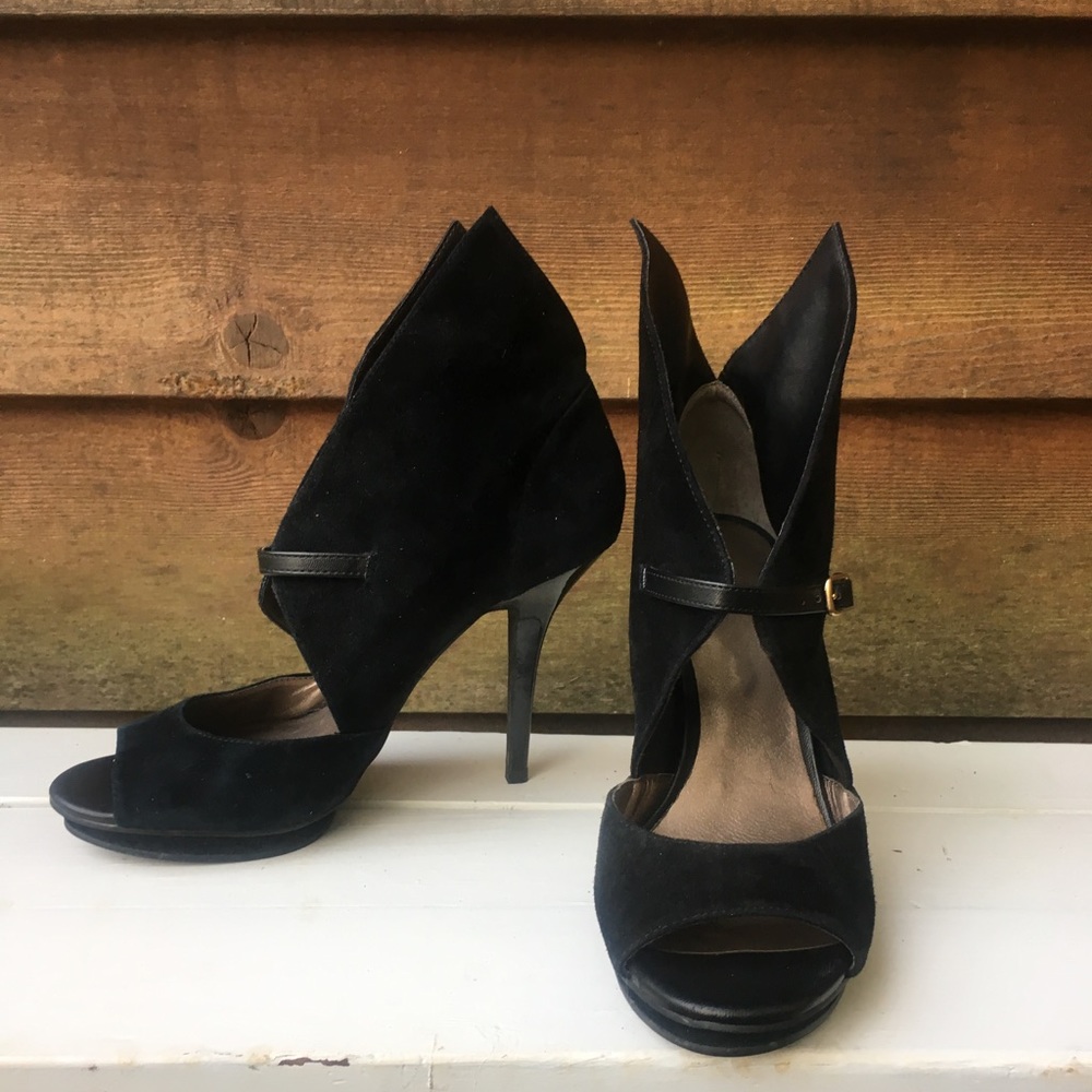 Black suede heels